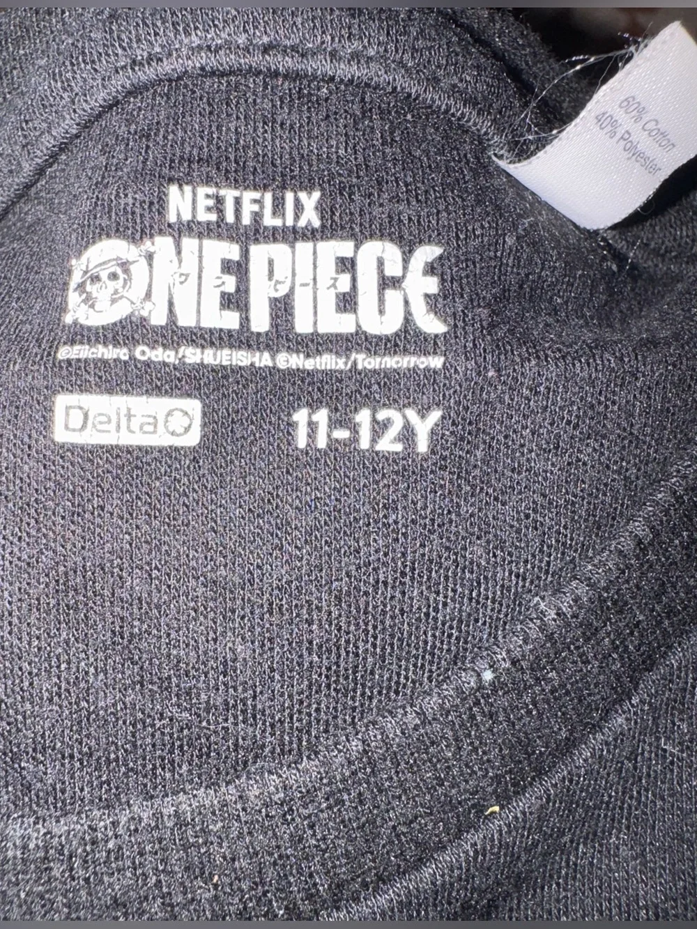 Netflix ‘One Piece’ Black Long Sleeve Shirt Straw Hat Crew & Going Merry 11-12Y